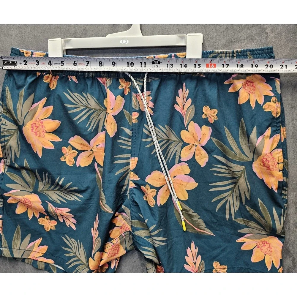 Bonobos Mens XXL Swim Trunks Green Tropical Floral 7 Inch Inseam BOE25101SA